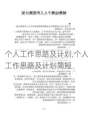 个人工作思路及计划,个人工作思路及计划简短